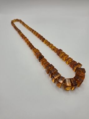 Vintage Baltic Amber  Cube Bead Necklace 28"